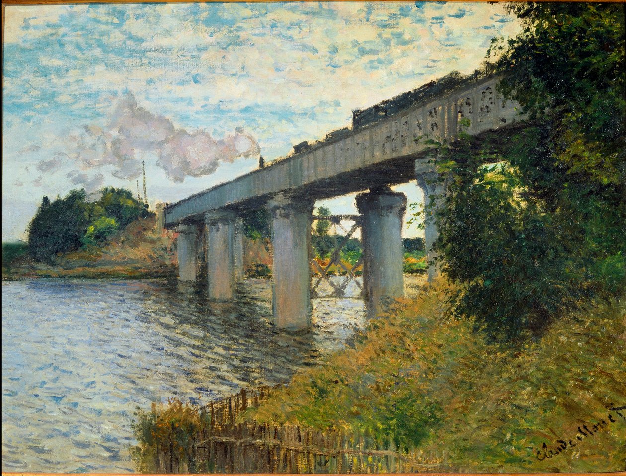 Die Eisenbahnbrücke in Argenteuil von Claude Monet