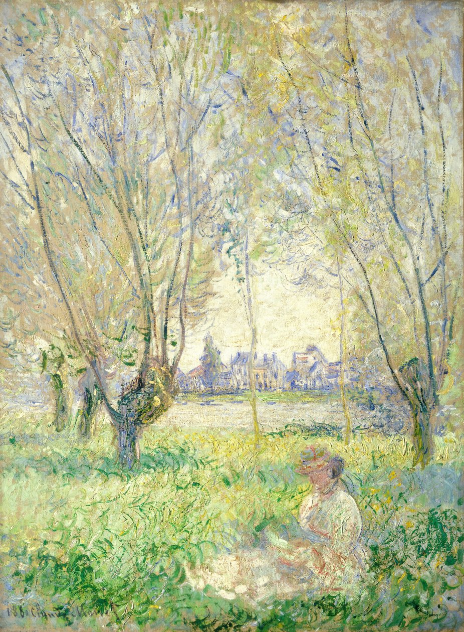 Frau unter den Weiden sitzend, 1880 von Claude Monet