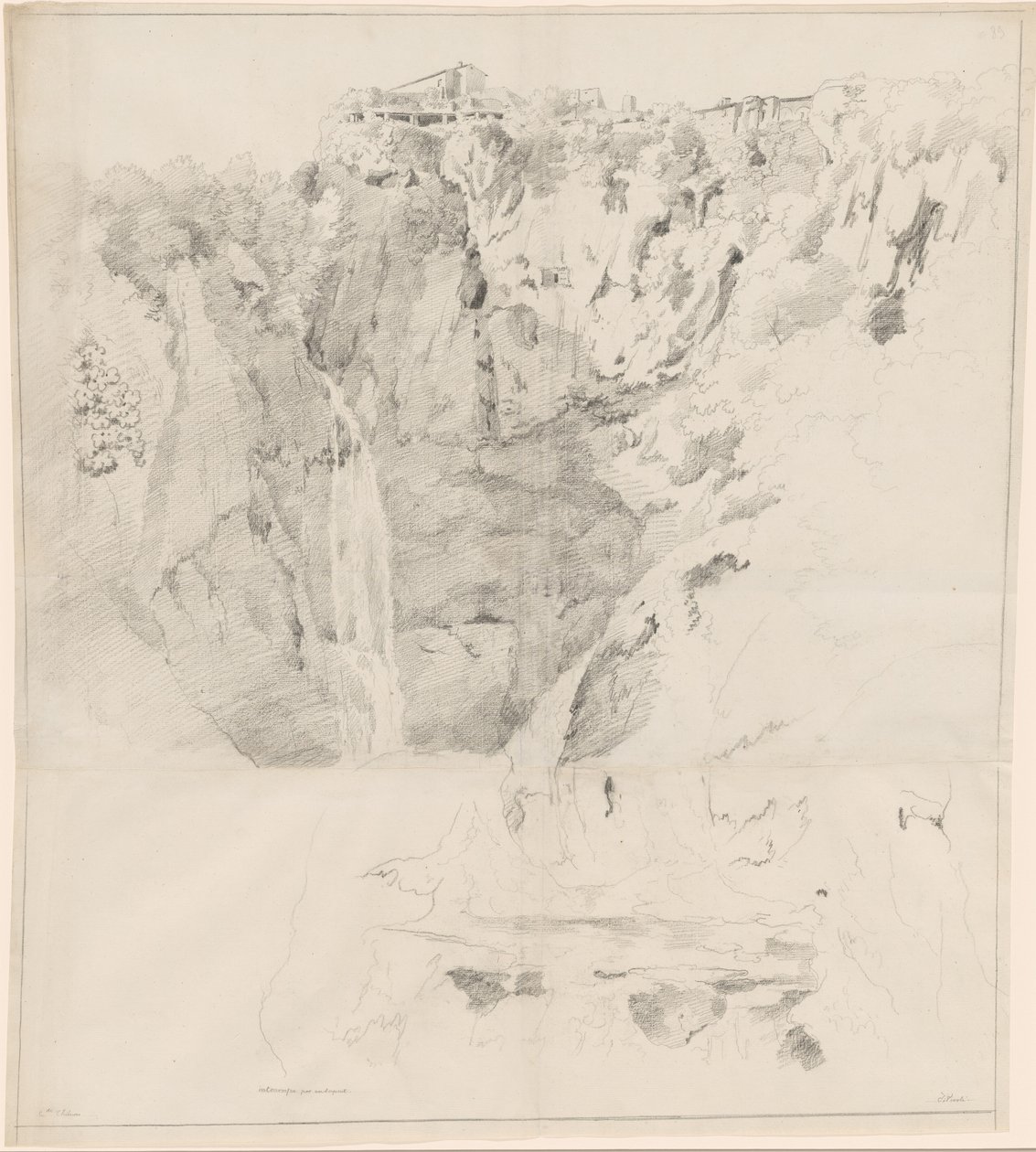 Klippen mit einem Wasserfall in Tivoli von Claude Thienon
