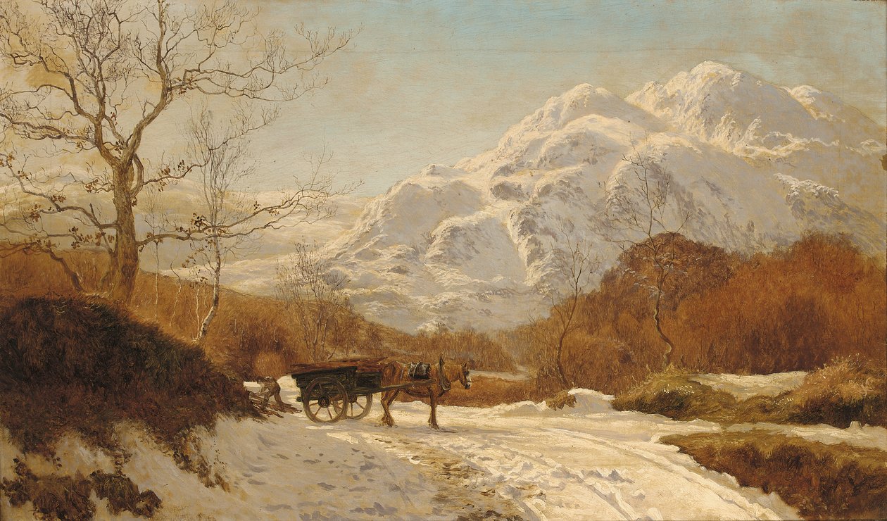 Holz sammeln in einer alpinen Landschaft von Colin Hunter