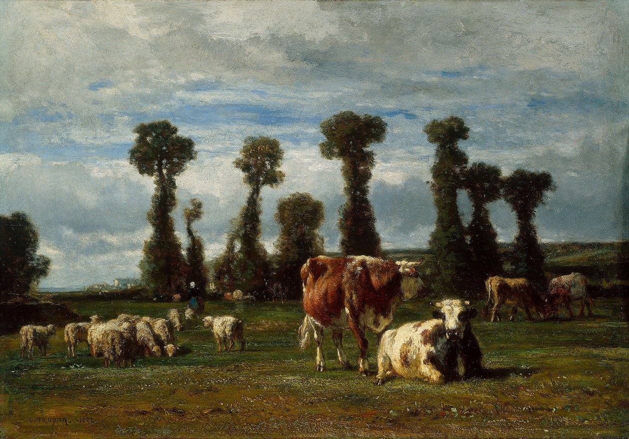 Weide in der Normandie, 1852 von Constant Emile Troyon