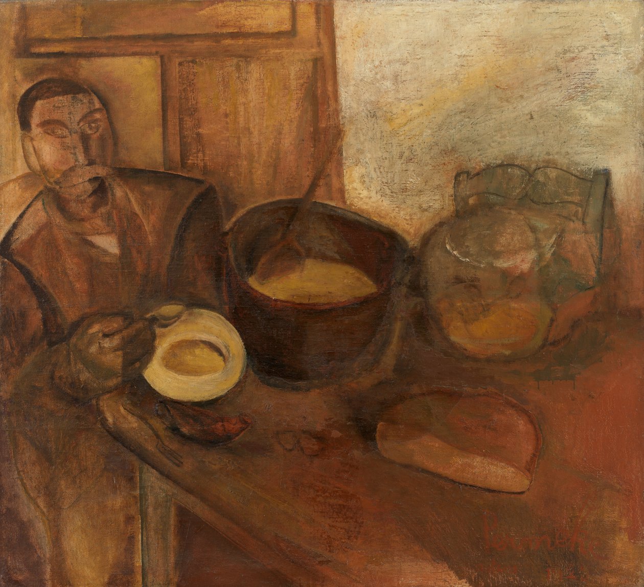 Mann isst Milchsuppe von Constant Permeke