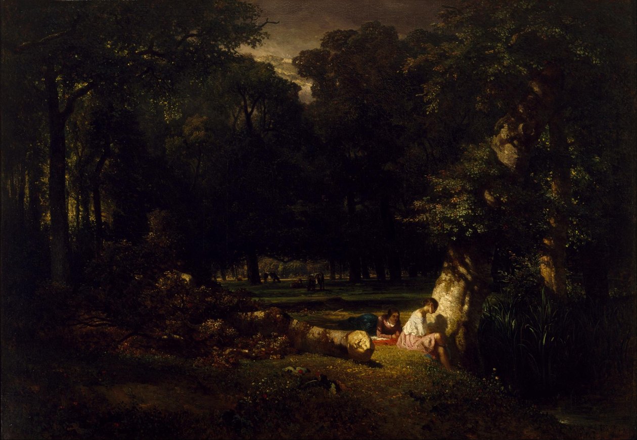 Die Badenden (Lichtung im Wald) von Constant Troyon
