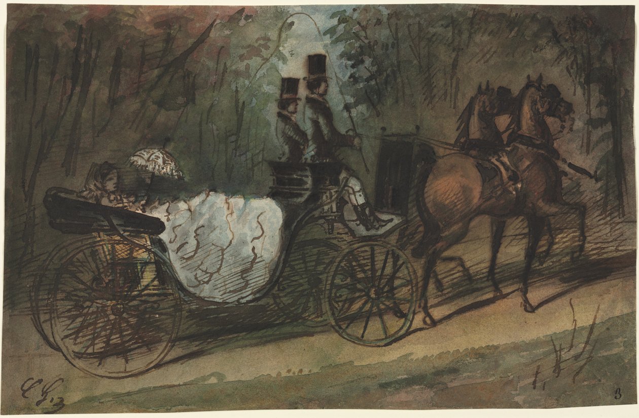 Kutsche im Bois de Boulogne von Constantin Guys