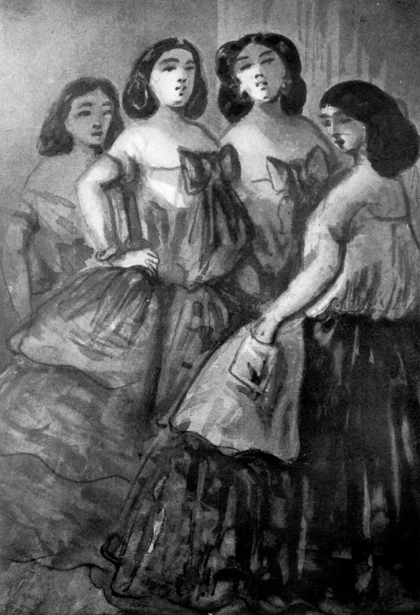 Vier Mädchen, 19. Jahrhundert, 1930 von Constantin Guys