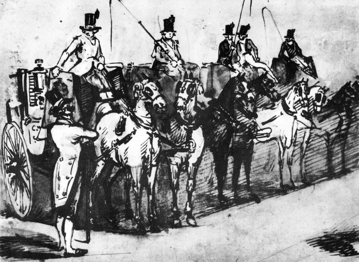 Wartende Kutschen, 19. Jahrhundert von Constantin Guys