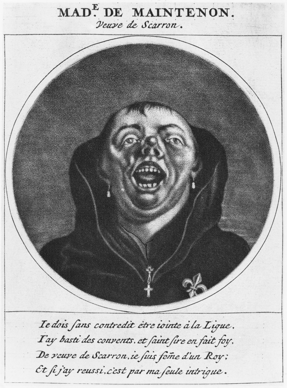 Protestantische Karikatur von Madame de Maintenon, Illustration aus 