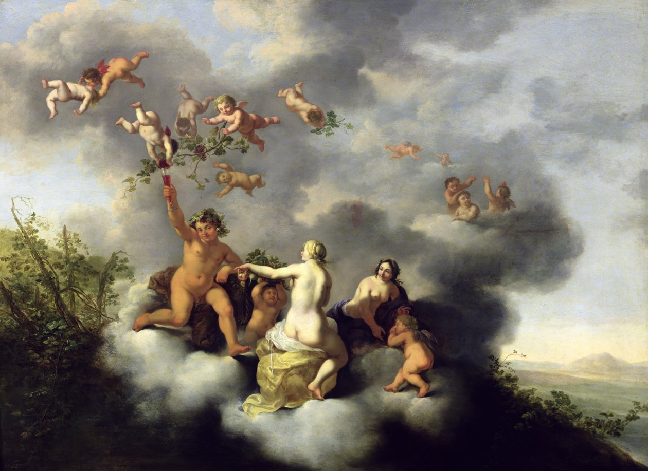 Ceres, Bacchus, Venus und Amor von Cornelis van Poelenburgh or Poelenburch