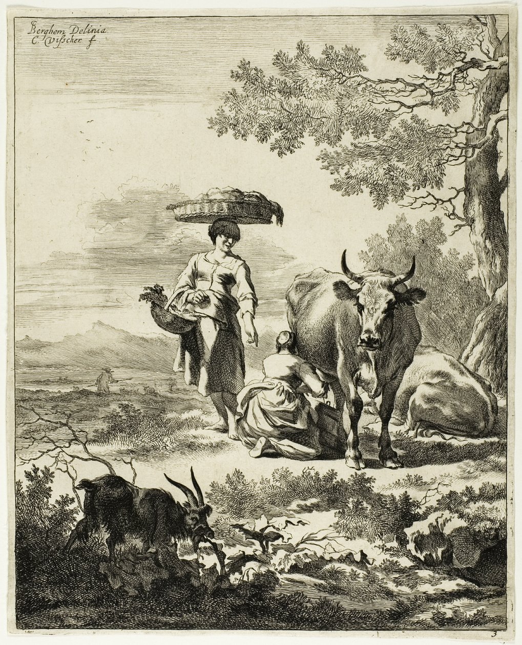 Frau melkt eine Kuh von Cornelis Visscher