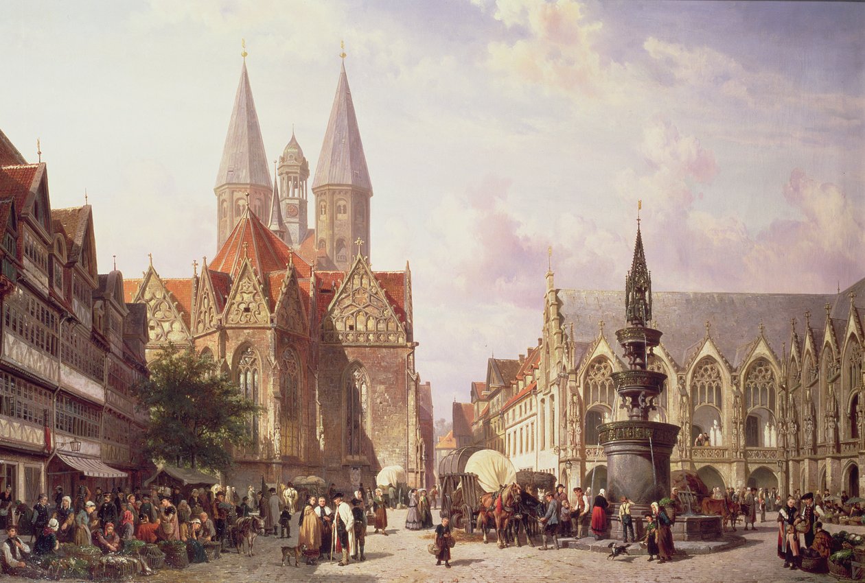 Marktszene in Braunschweig von Cornelis Springer
