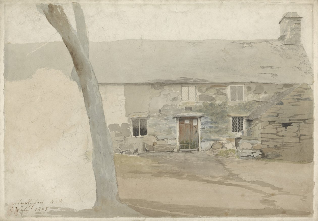 Häuser in Llanllyfni, Nordwales, 1805 von Cornelius Varley