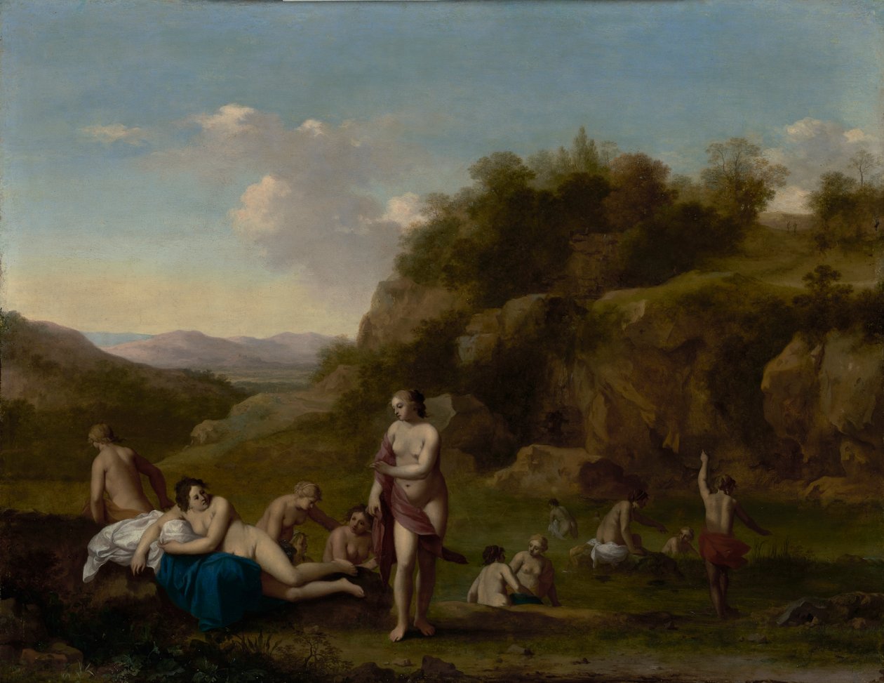 Landschaft mit badenden Nackten von Cornelis van Poelenburgh or Poelenburch