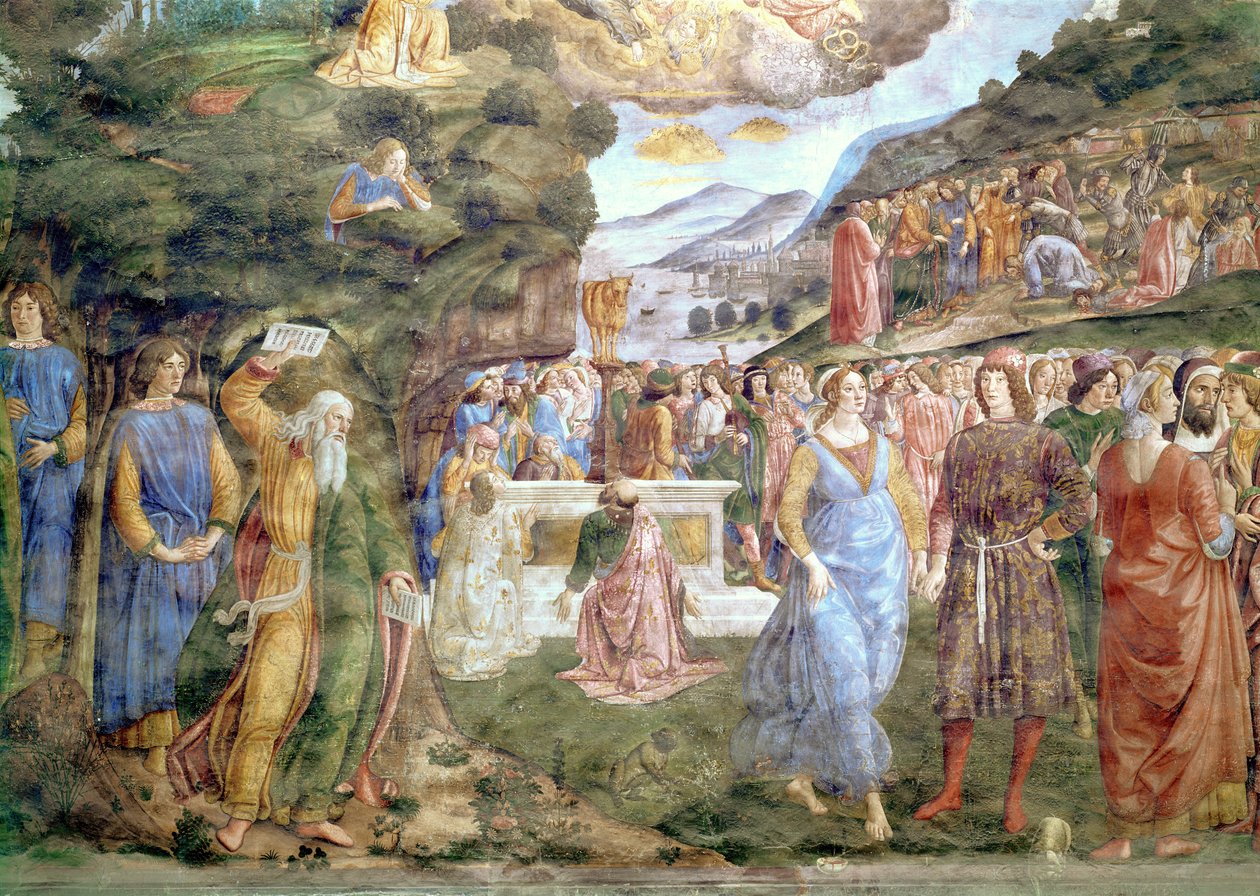 Die Anbetung des Goldenen Kalbs, aus der Sixtinischen Kapelle von Cosimo Rosselli