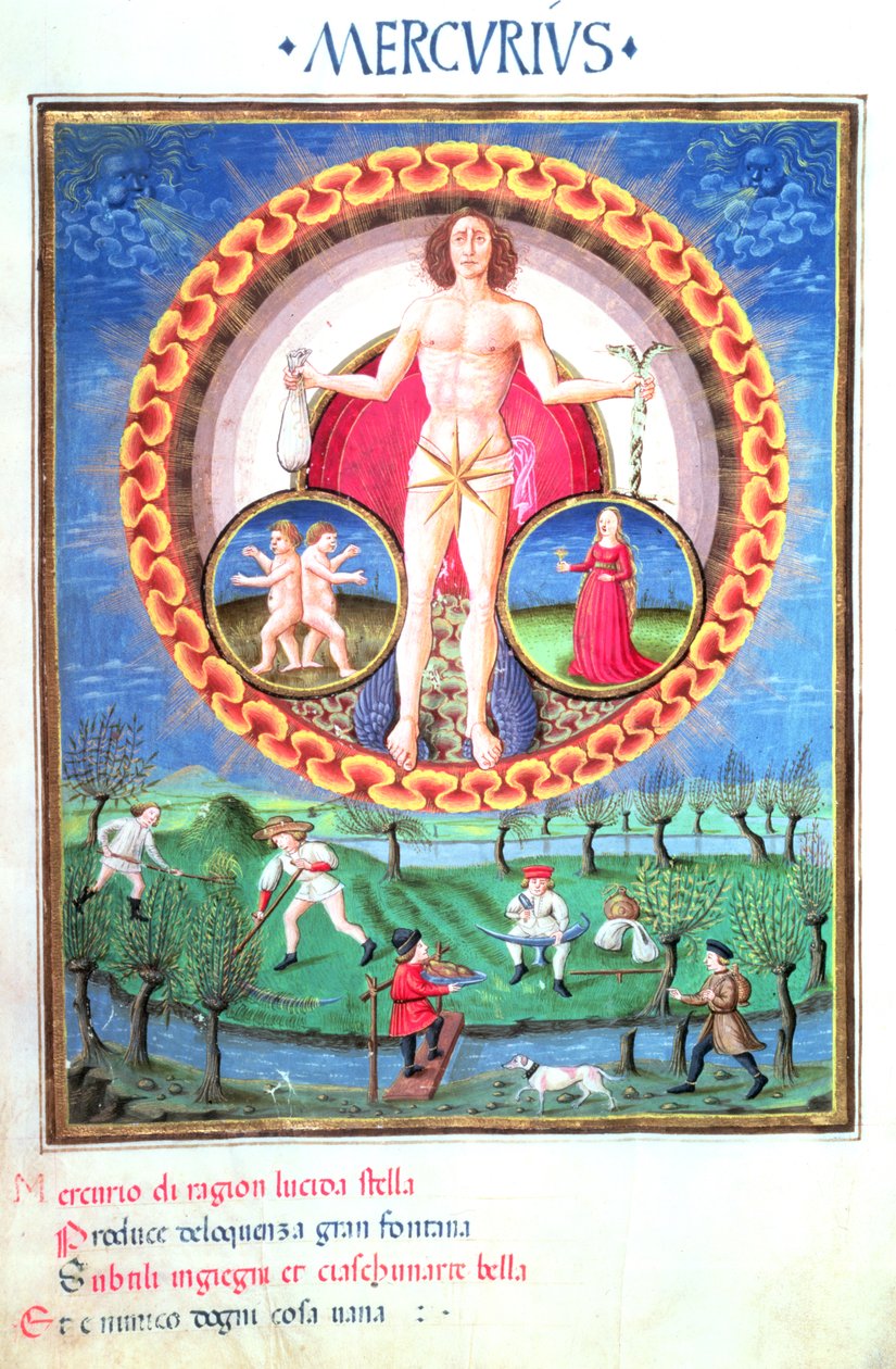Ms Lat. 209 Der Planet Merkur, mit den Sternzeichen Zwillinge und Jungfrau, aus 