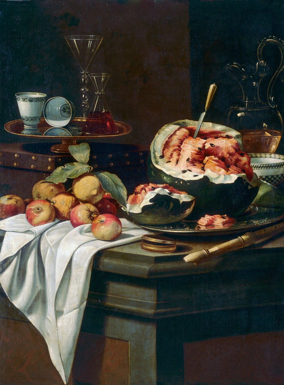 Früchte und Musikinstrumente von Cristoforo Munari