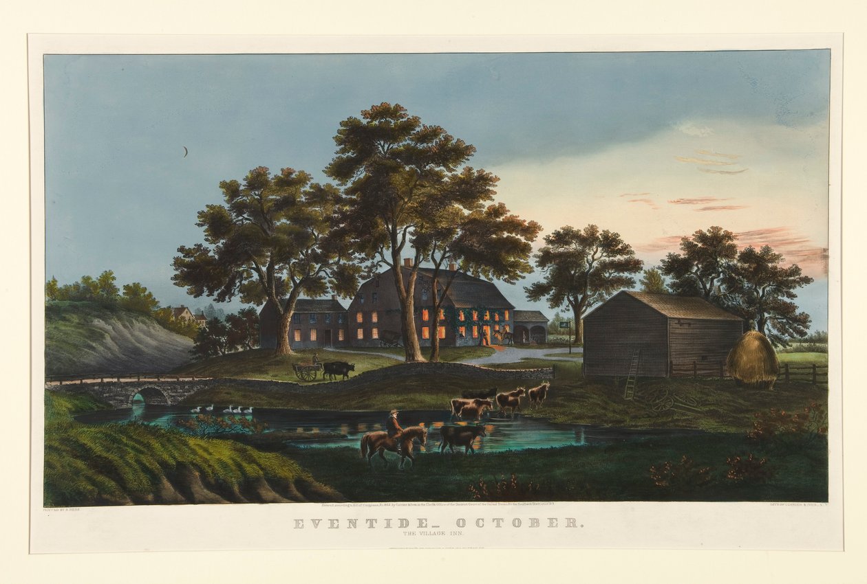 Abendzeit - Oktober / Das Dorfgasthaus von Currier and Ives