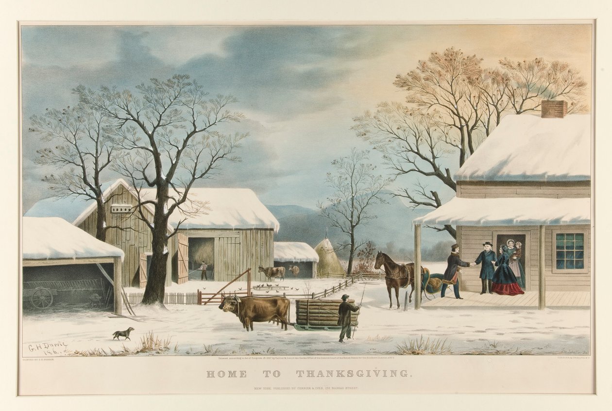Heim zu Thanksgiving von Currier and Ives