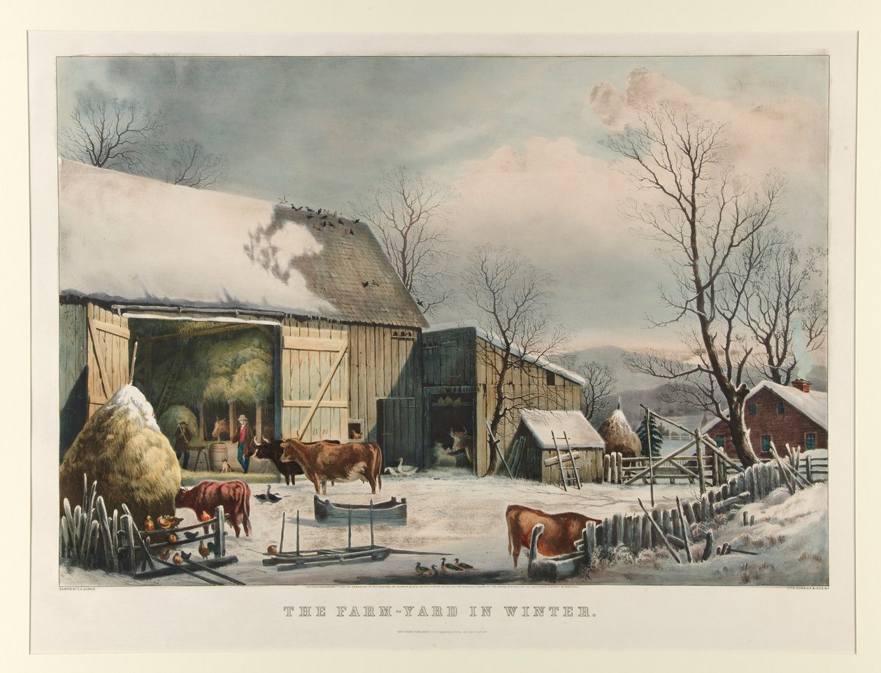 Der Bauernhof im Winter von Currier and Ives
