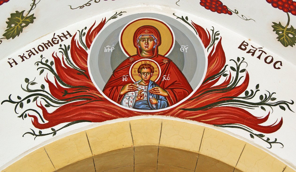 Madonna und Kind umgeben von Flammen, Zypern von Cypriot