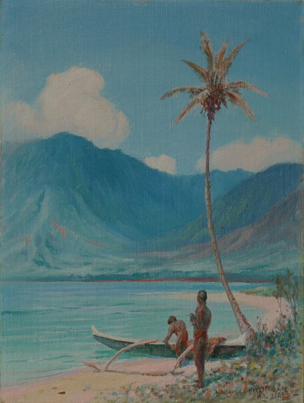 Am Strand, Leeward Oahu von D. Howard Hitchcock