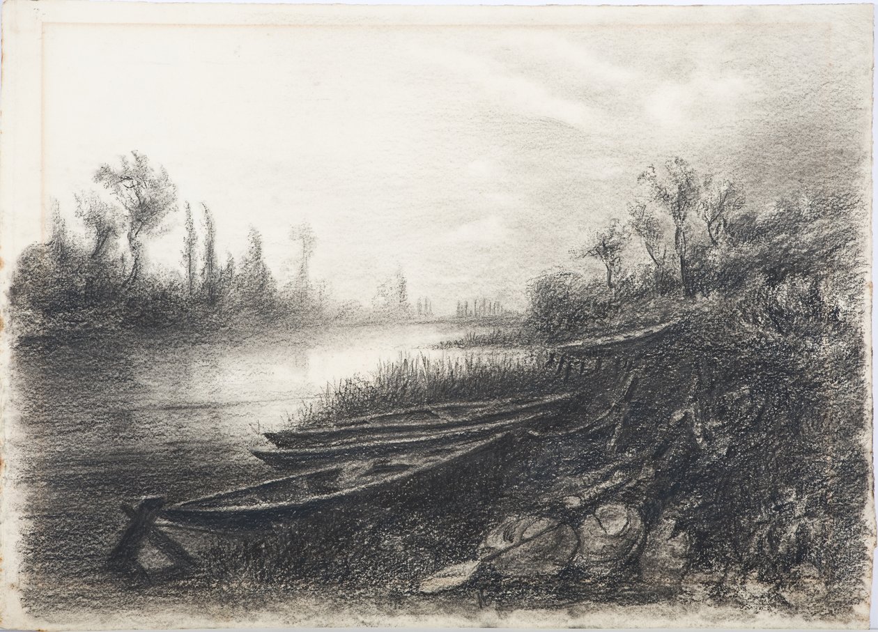Flusslandschaft mit Booten, ca. 1916 von Daniel Oliver