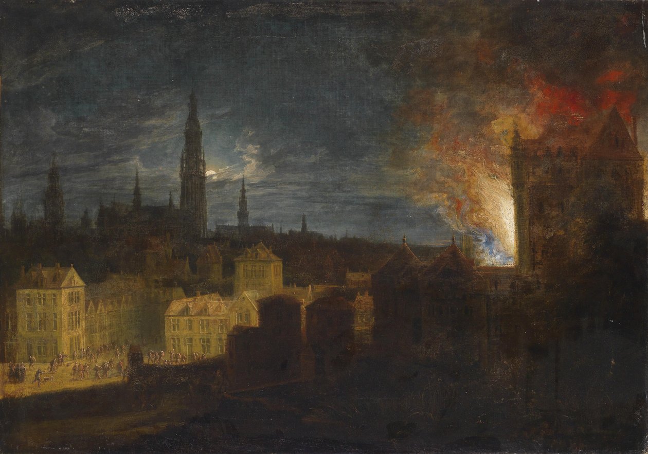 Der Brand des Antwerpener Rathauses am 4. November 1576 von Daniel van Heil