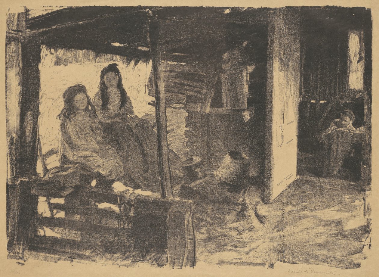 Ohne Titel (2 Mädchen in einer Scheune) von Daniel Albert Veresmith