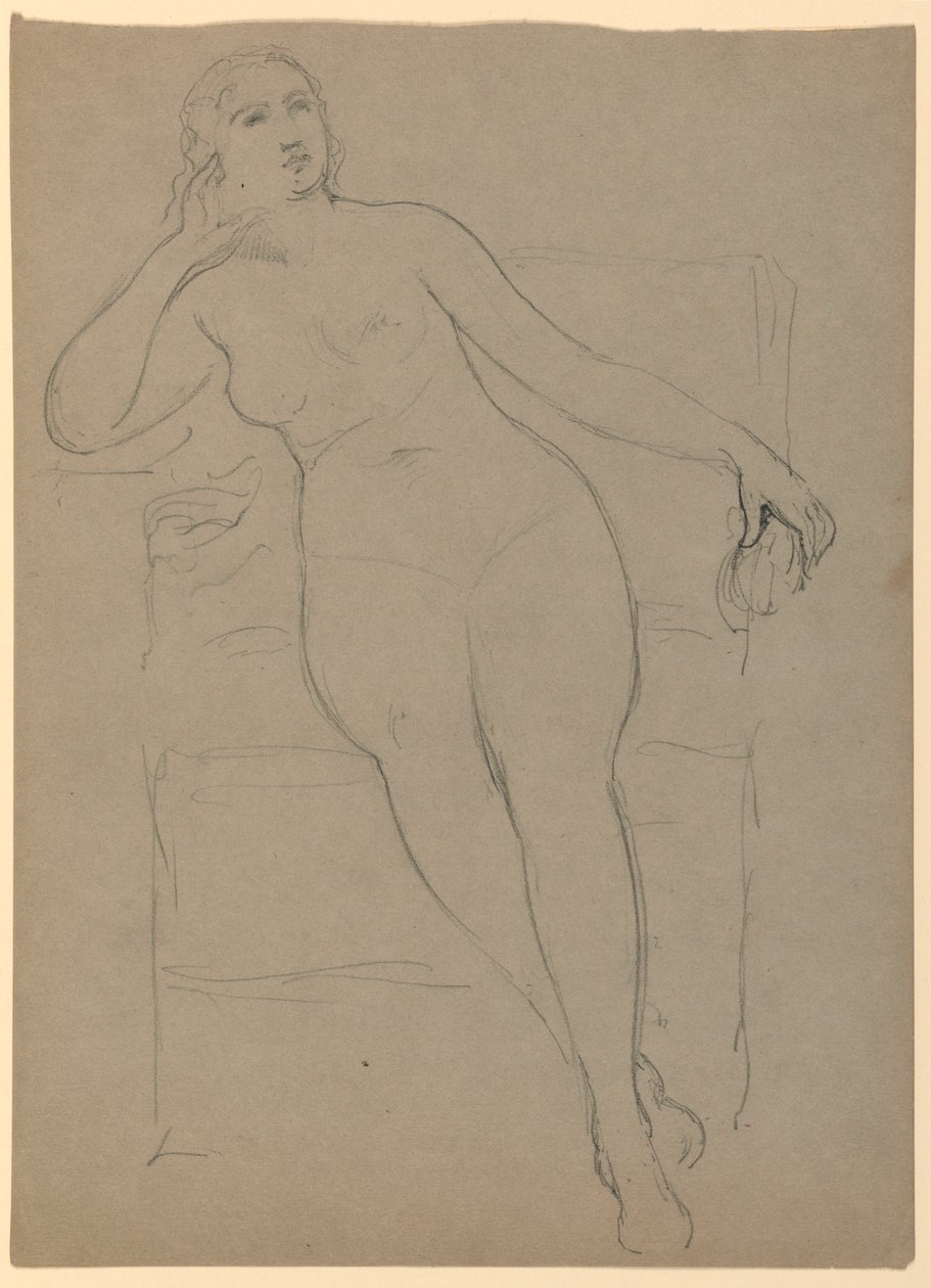 Zeichnung, Weiblicher Akt sitzend, 1870–80 von Daniel Huntington