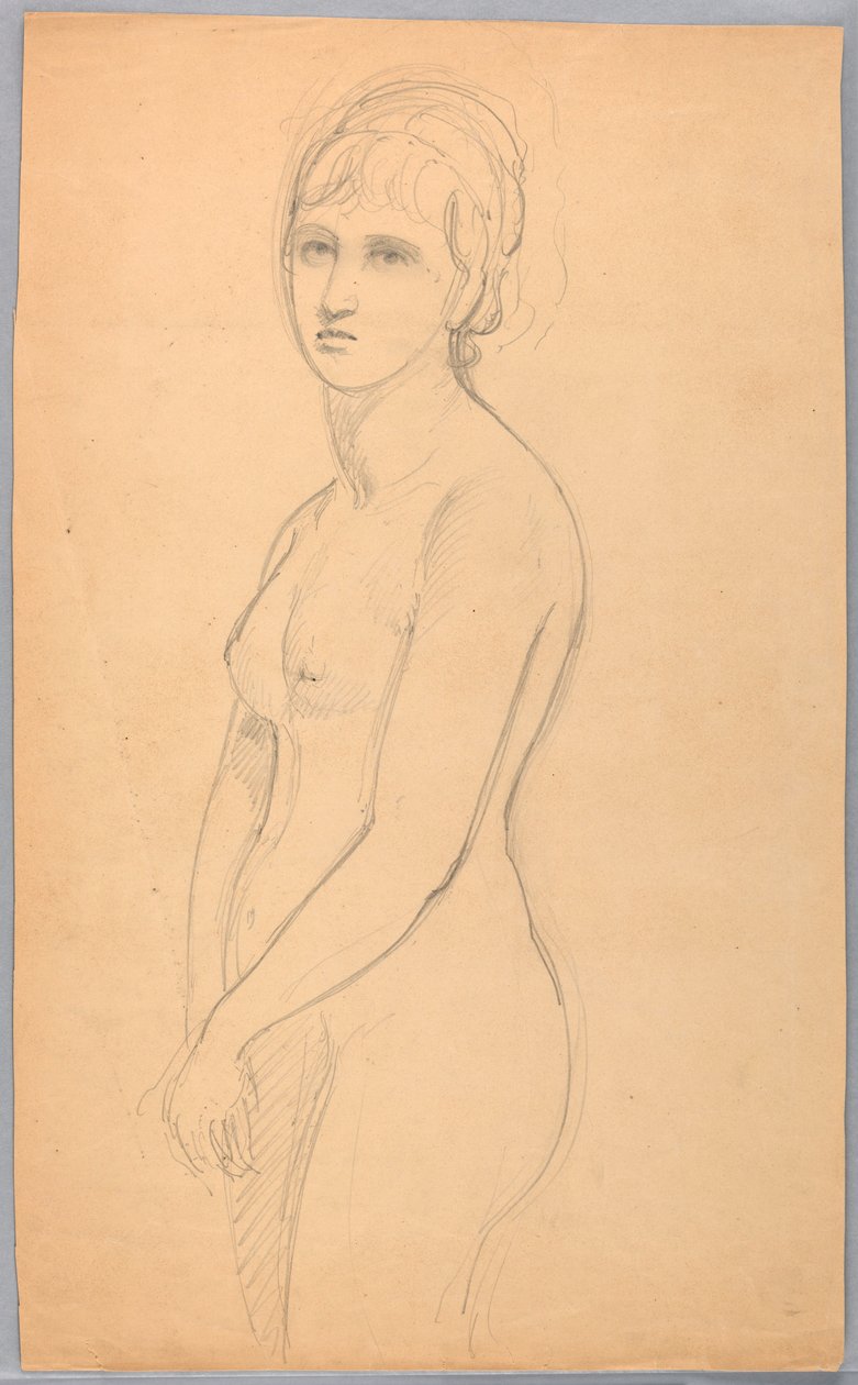 Zeichnung, Weiblicher Akt stehend, 1860–70 von Daniel Huntington
