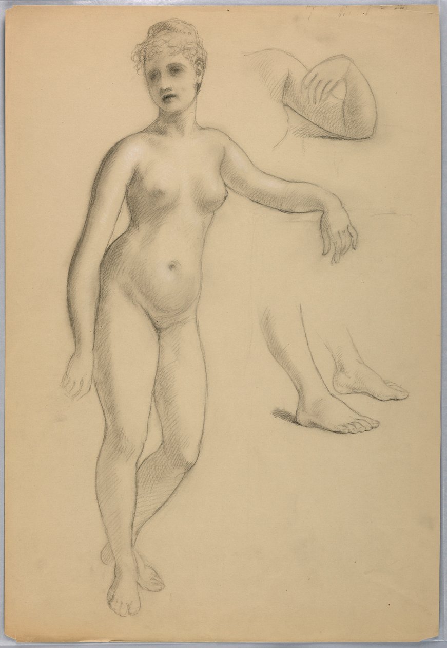 Zeichnung, Weiblicher Akt stehend, Sep, 1860–70 von Daniel Huntington