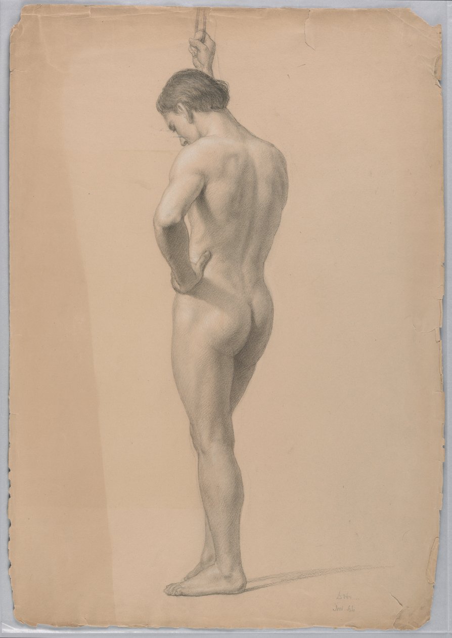 Zeichnung, Männlicher Akt stehend, November 1866 von Daniel Huntington