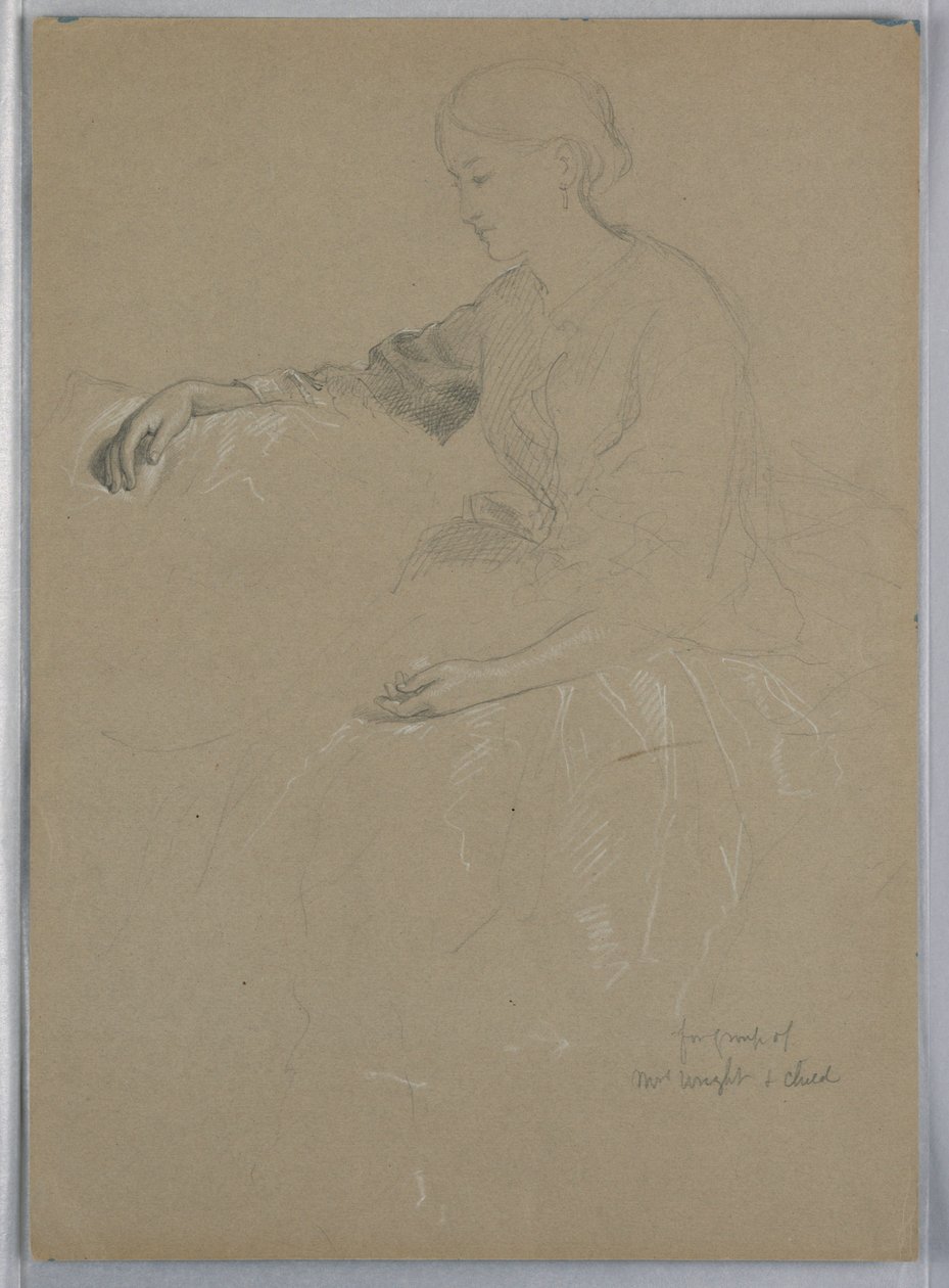 Zeichnung, Frau William Wright und Kind, 1857 von Daniel Huntington