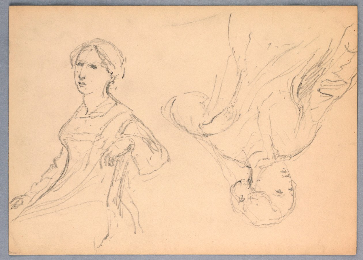 Sitzende Frau, zwei Studien, 1870 von Daniel Huntington
