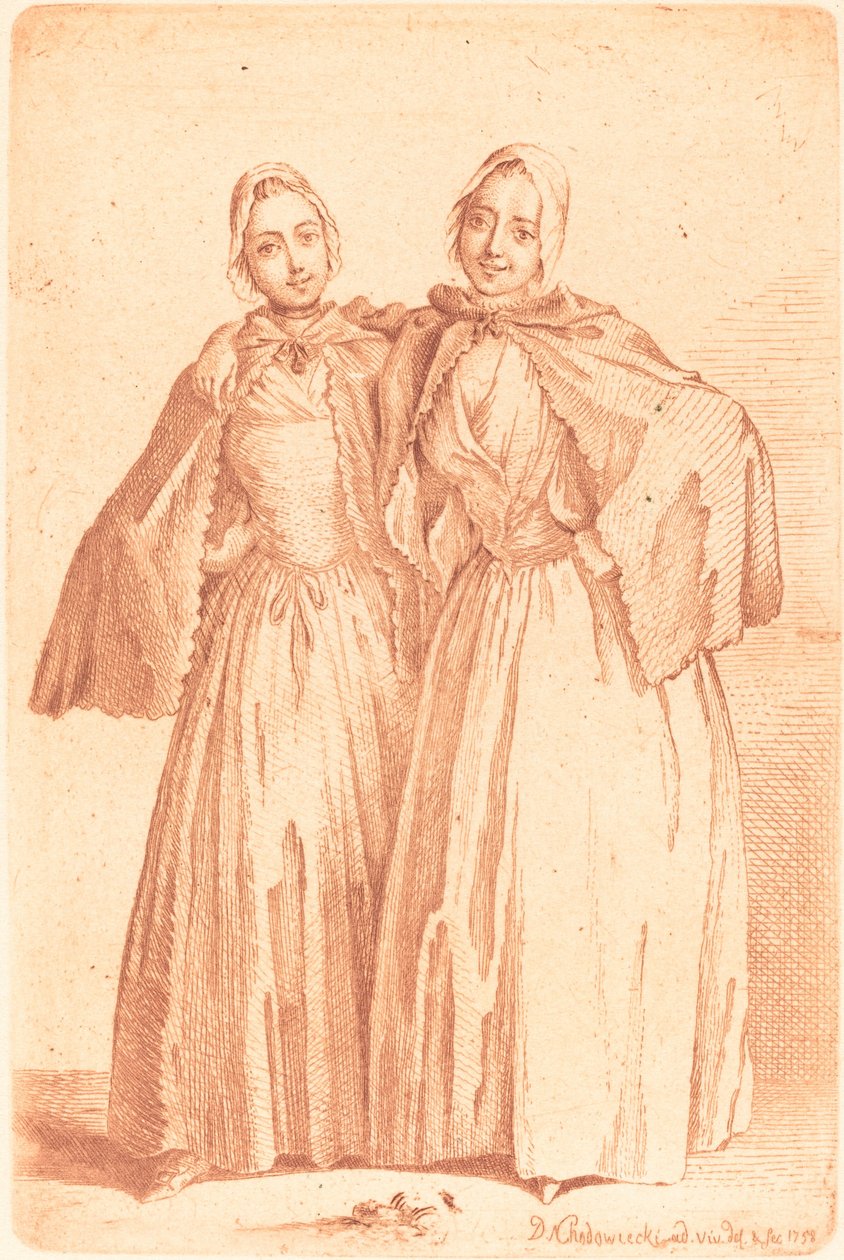Zwei stehende Damen von Daniel Nikolaus Chodowiecki