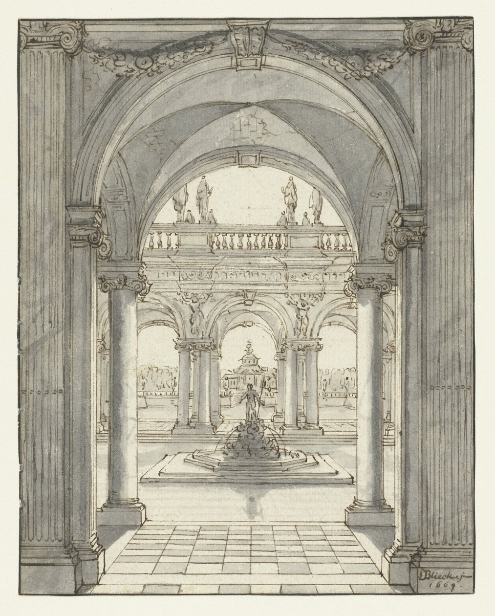 Platz vor einem Renaissancepalast von Daniel de Blieck
