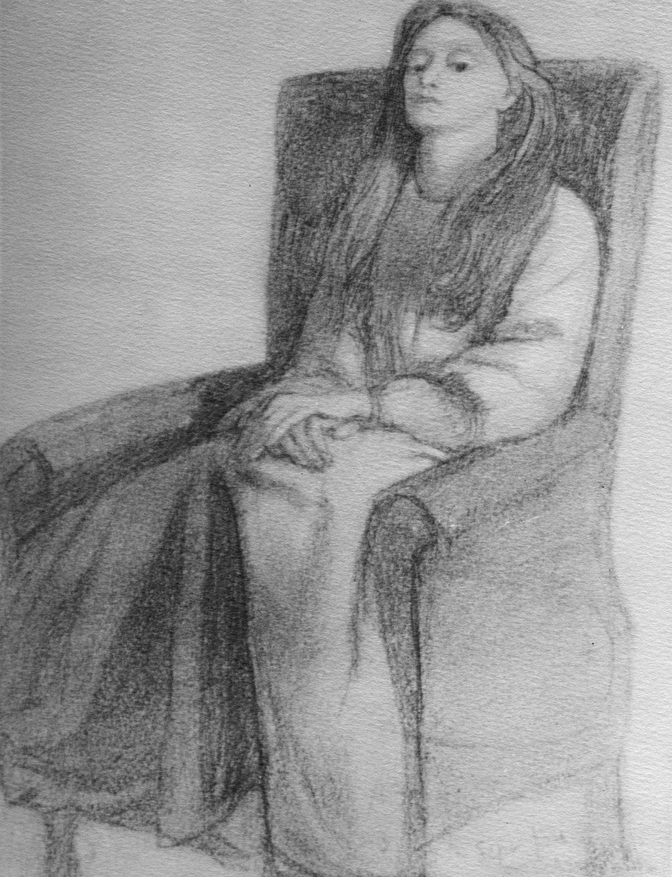 Elizabeth Siddal, ca. 1853 (Graphit auf Papier) von Dante Gabriel Charles Rossetti