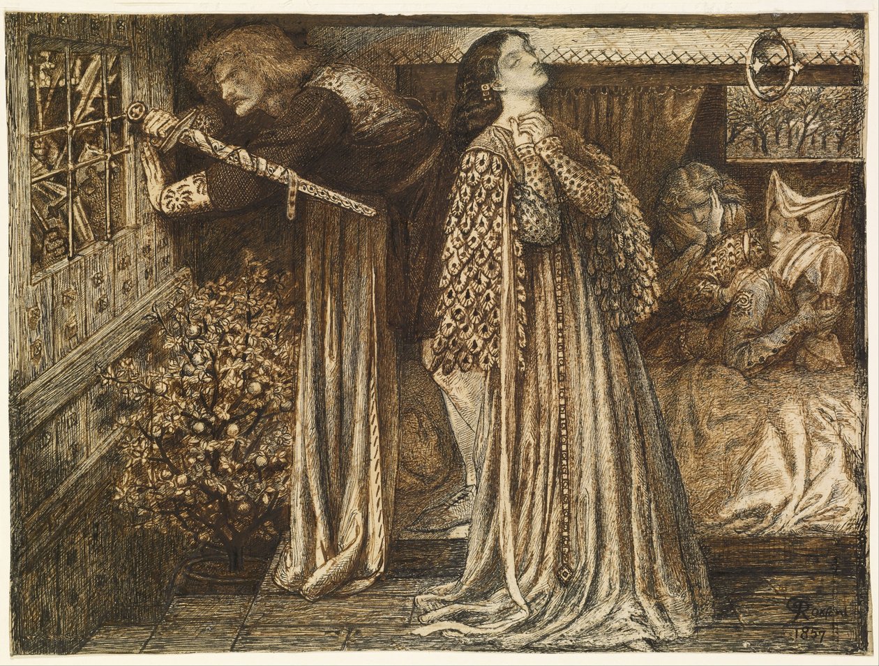 Sir Launcelot in der Kammer der Königin von Dante Gabriel Charles Rossetti