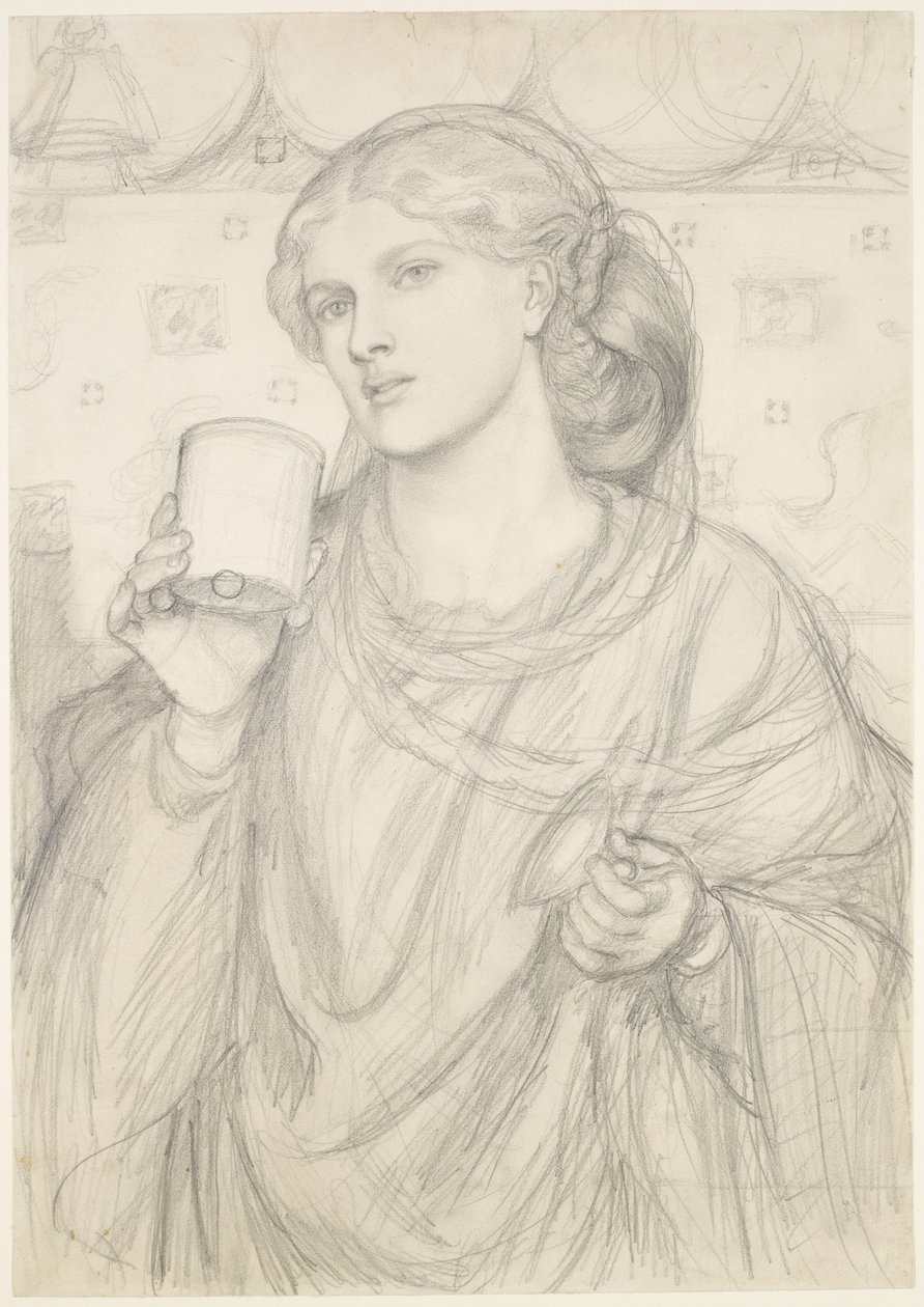 Der Liebesbecher - Kompositionsstudie von Dante Gabriel Rossetti