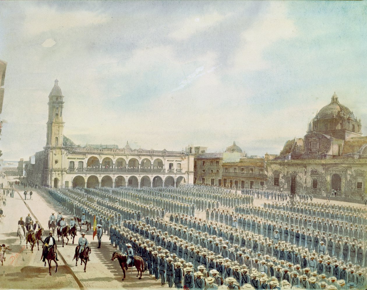 Das spanische Expeditionskorps in Vera Cruz im Jahr 1862 unter dem Befehl von General Juan Prim y Prats (1814-70) von Daries
