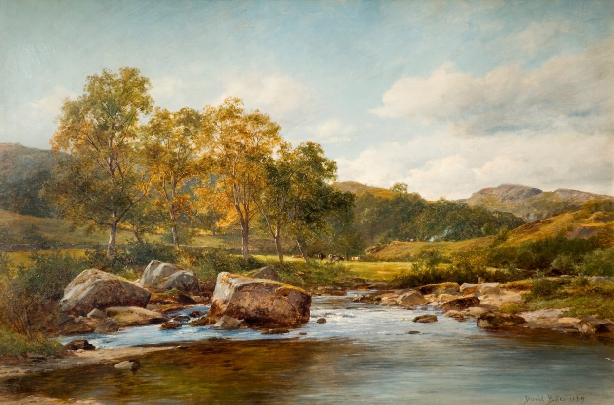 Trittsteine am Fluss Llugwy, 1889 von David Bates