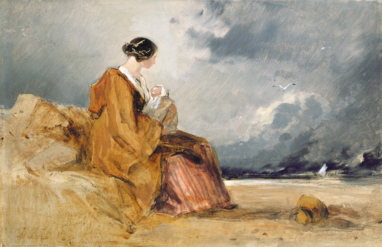 Mutter und Kind am Strand von David Cox