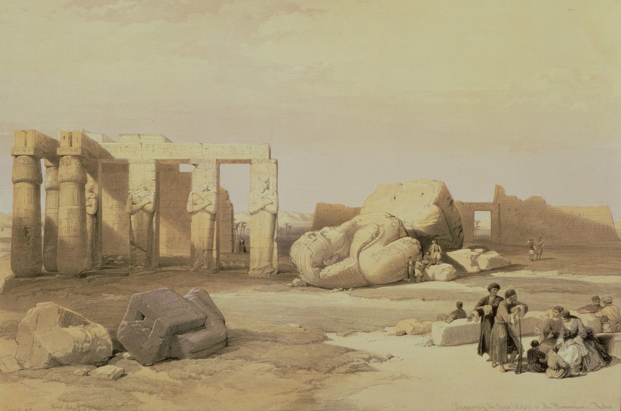 Fragmente des Großen Kolosses im Memnonium, Theben, 1937 v. Chr. von David Roberts