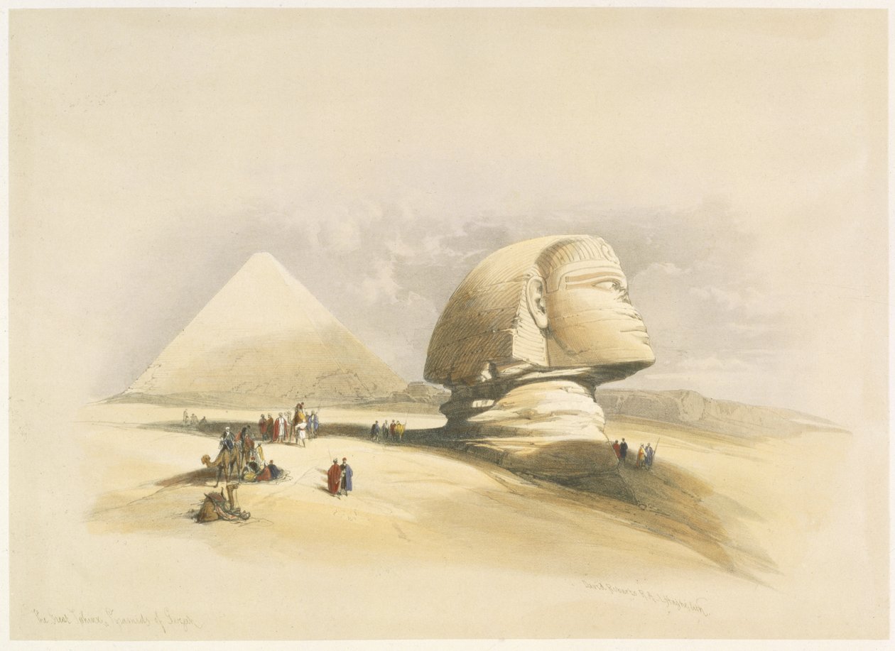 Die Große Sphinx und die Pyramiden von Gizeh, aus Ägypten und Nubien, Bd.1 von David Roberts