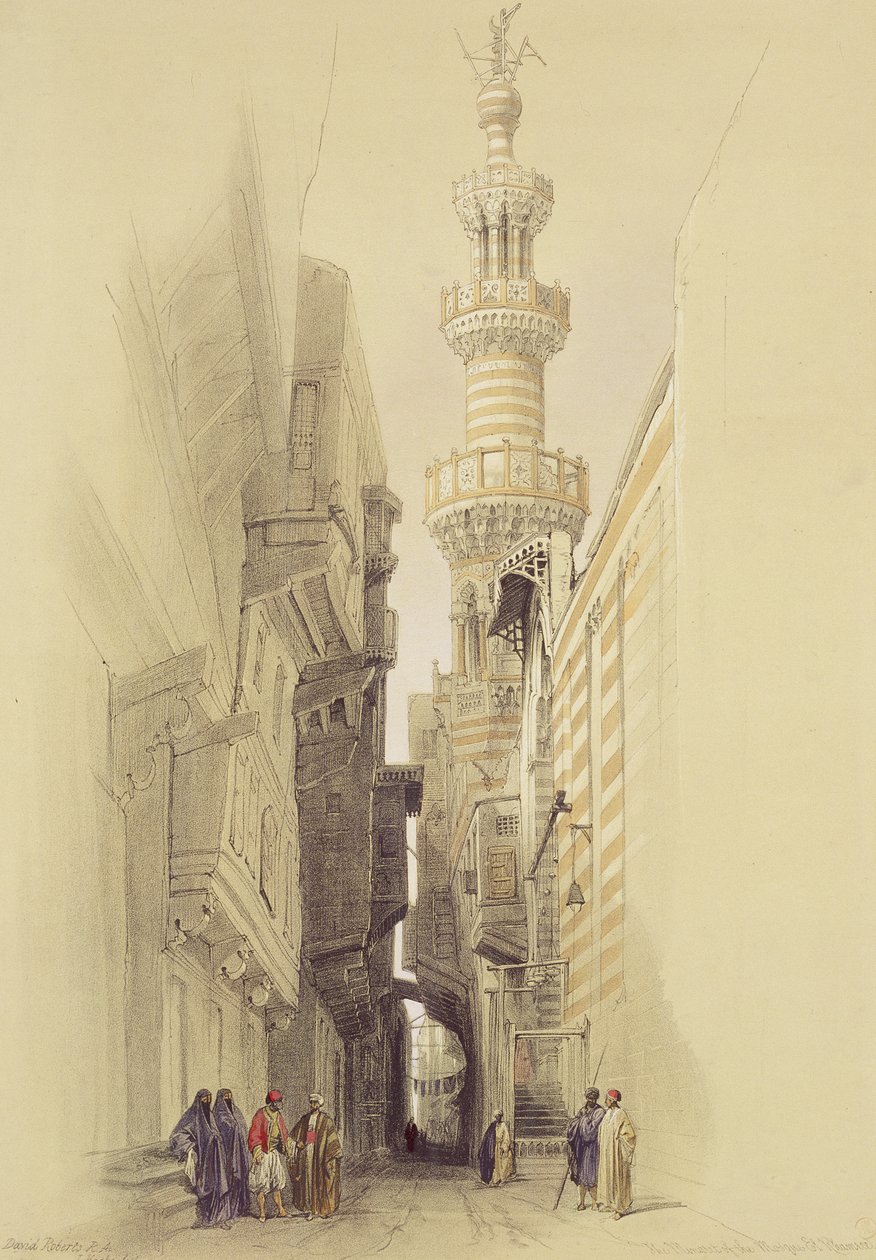 Das Minarett der Moschee von El Rhamree, Kairo, aus Ägypten und Nubien, Bd.3 von David Roberts