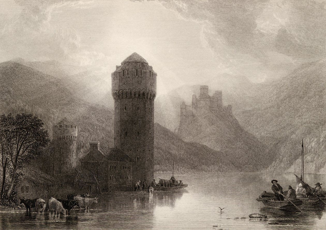 Turm von Niederlahnstein, graviert von E. Goodall, Illustration aus 