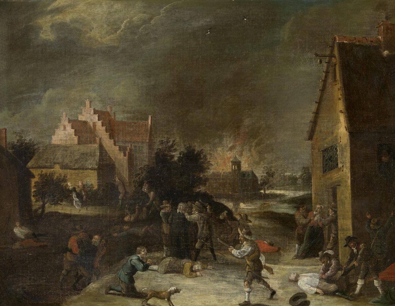 Plünderung eines Dorfes von David Teniers the Younger