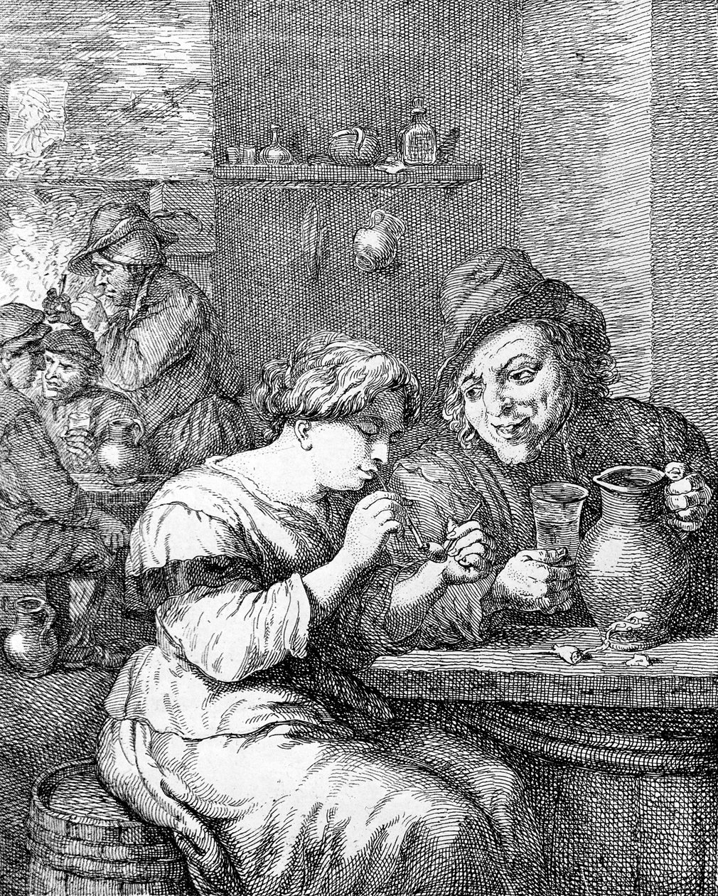 Innenraum eines Gasthauses, radiert von Coryn Boel von David Teniers the Younger