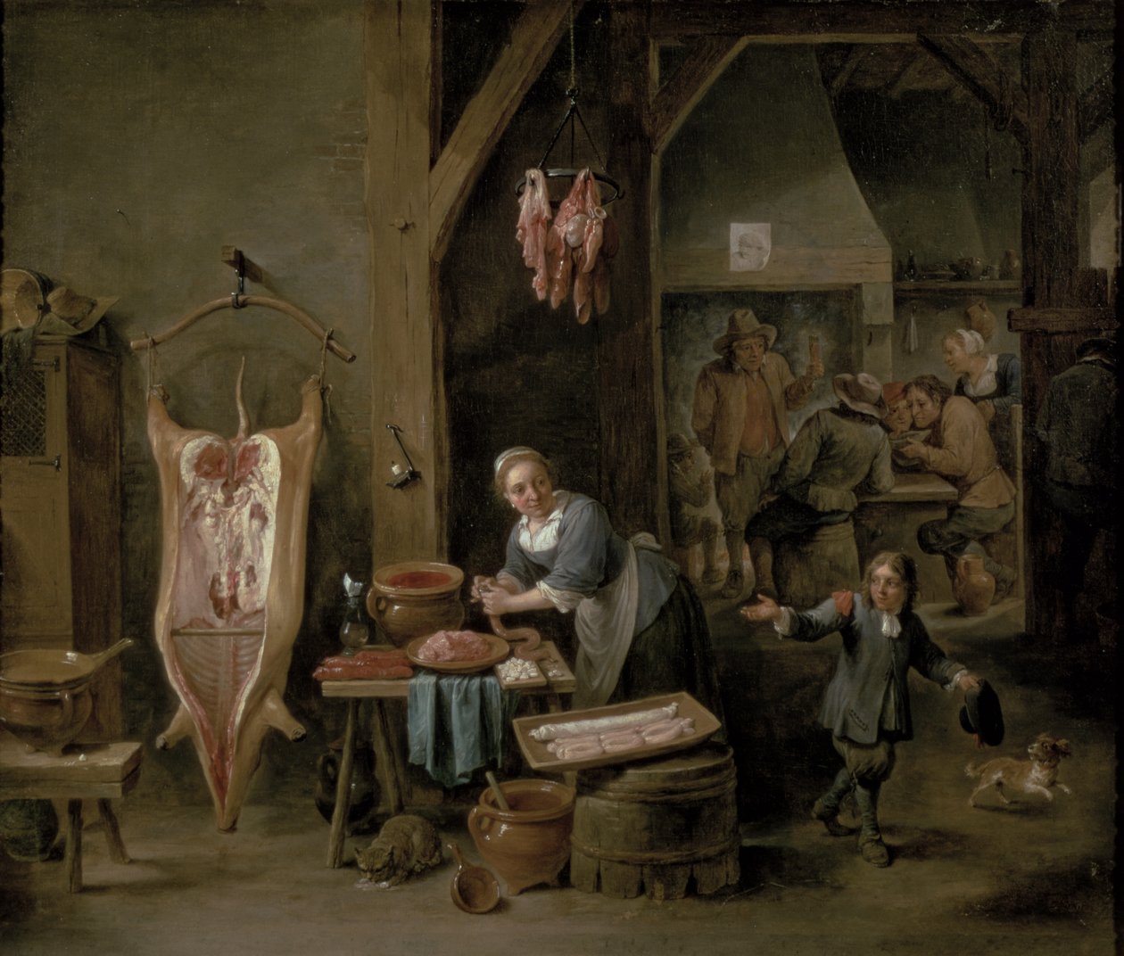 Wurstherstellung, 1651 von David Teniers the Younger