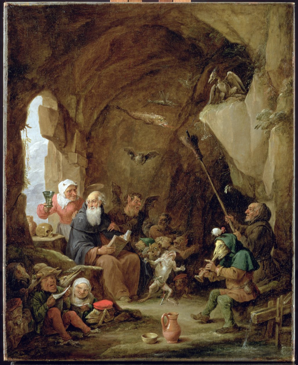 Die Versuchung des heiligen Antonius in einer felsigen Höhle von David Teniers the Younger