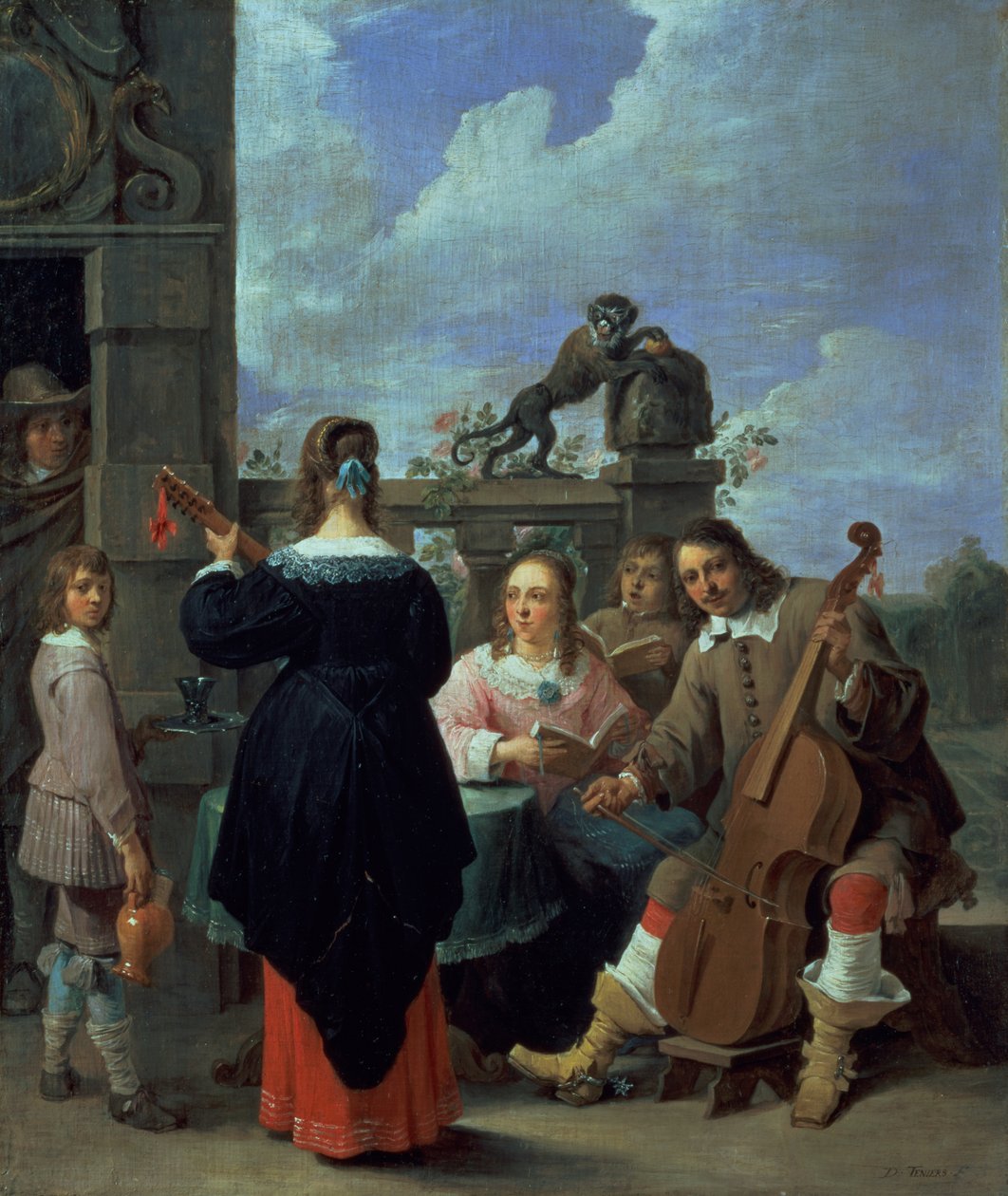 Der Künstler und seine Familie im Konzert (Panel) von David Teniers the Younger